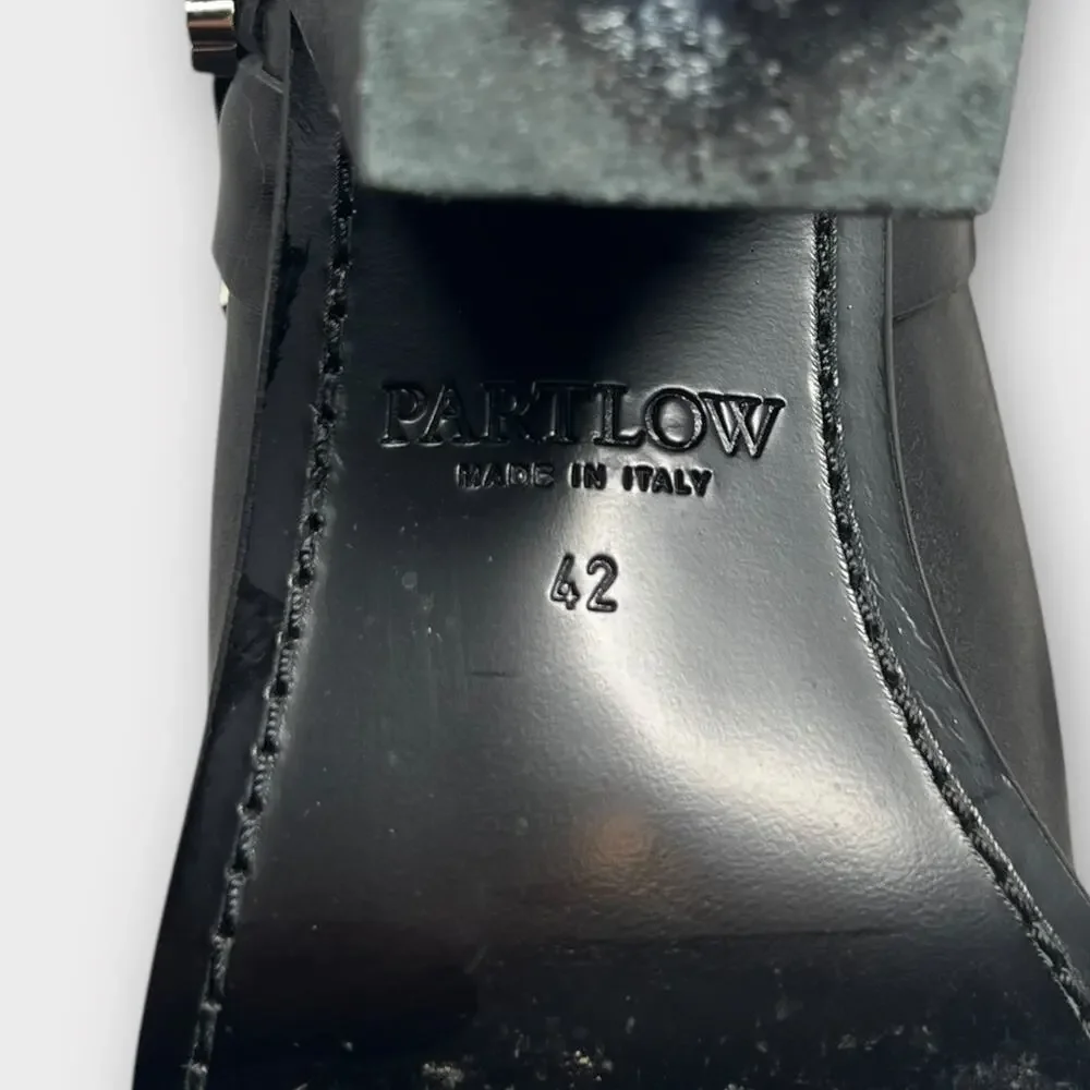 PARTLOW Charlotte Leather Buckle Western Booties In Nero Size 42